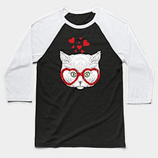 Cat Sunglasses Heart Funny Cute Kitten Valentine Gift Baseball T-Shirt